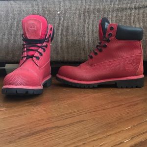 Reflective Red Timberland Boots